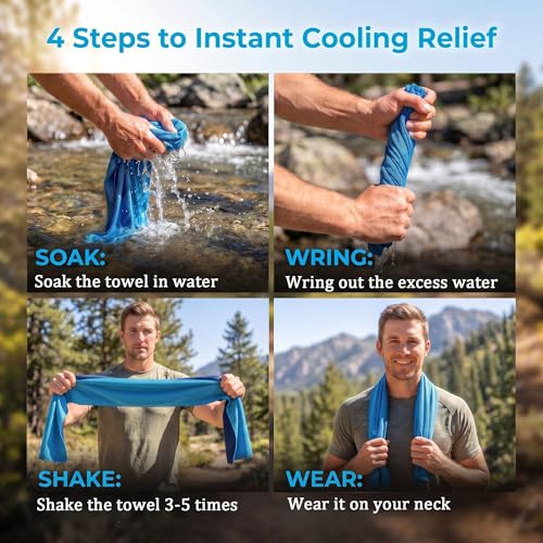 4 Packs Cooling Towel (40"x12"), Cooling Neck Wraps, Ice Sport Towel | Microfiber Soft Breathable Chilly Towel for Yoga, Running, Gym, Camping, Fitness, Workout & More Activities(Multicolor)