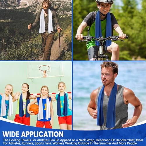 Hosuly 100 Pack Cooling Towels, 40"x12" Cooling Towels for Neck and Face Breathable Soft Chilly Sweat Rag Microfiber Sport Rags for Gym Yoga Golf Running