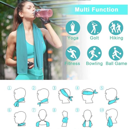 Amgico 6 Pack Cooling Towel 40"X12", Cooling Towels for Neck and Face, Quick Dry Soft Breathable Reusable Microfiber Towels for Hot Weather, Camping, Hiking, Beach, Workout, Running & More Activities