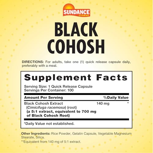 Sundance Black Cohosh | 100 Quick Release Capsules | Traditional Herb | Non-GMO and Gluten Free Supplement