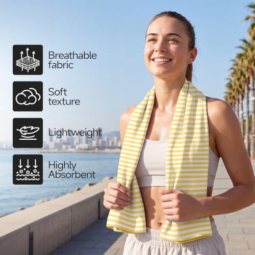 RDEKISS 4 Pack Cooling Towels for Hot Weather (40"x12"), Ice Cool Neck Towel, Soft Breathable Microfiber for Gym, Sport, Running, Yoga, Workout - Yellow