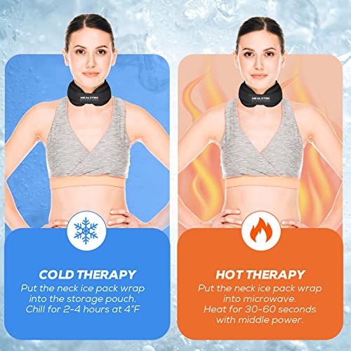 Neck Ice Pack Wrap, Reusable Cold/Hot Gel for Neck Pain, Black | Cervical Ice Pack, Compress Ice Packs for Injuries Reusable Therapy Adjustable Gel Migraine Ice Head Wrap for Neck Pressure