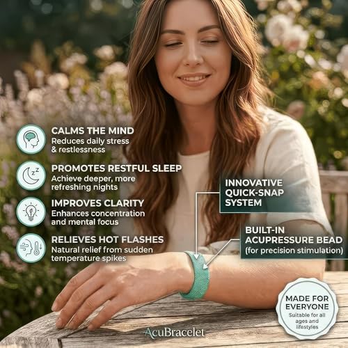 AcuBalance Women's Hot Flash Cooling Bracelet | Waterproof, Acupressure Band, Menopause Relief, Stress & Sleep Support, Mood Support, Snap Technique