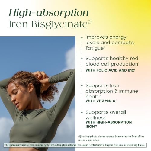 MegaFood Blood Builder Iron Supplement – 72 Mini Tablets for Energy