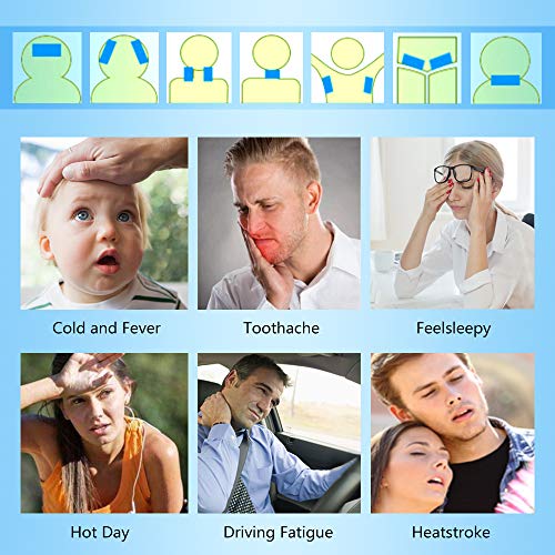 EASYEAH Cooling Patches for Fever Discomfort & Pain Relief, Pack of 12 | Cooling Relief Fever Reducer, Soothe Headache Pain, Migraine Relief, Fever Patches for Adults & Kids