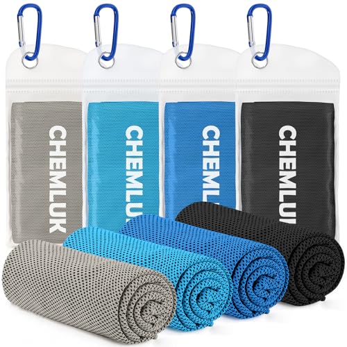 Cooling Towels for Neck and Face: Instant Cool Towel for Hot Weather UPF 50 Quick Dry Microfiber Sweat Towel for Gym Sports Workout Travel - 40"x12", 4 Packs Multicoloured