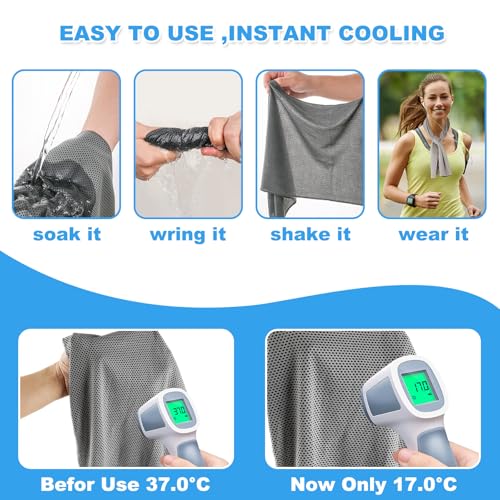 6 Pack Cooling Towel (40"x12"), Cooling Towels for Instant Cooling,Sports Towel, for Yoga, Sport, Running, Gym, Workout,Camping, Fitness, Workout,Hot Weather Travel