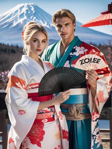Zolee Hand Fan for Women Foldable - Folding Japanese Chinese Fan with Case - for Hot Flashes, Dance, Decoration, Fashion Accessories, Festival, Gift (Sexy Black)