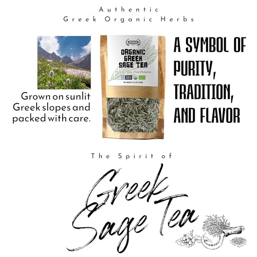 Apsogo Organic Greek Sage Tea - Salvia Officinalis Loose Leaf, 3.52oz