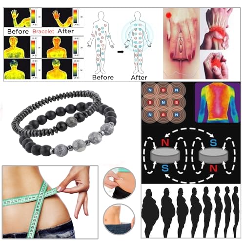 Magnetic Healing Bracelet – Adjustable Hematite Bracelet for Lymph Drainage, Arthritis, Anxiety Relief, Swelling Reduction & Weight Loss – Slimming Bracelet for Women & Men