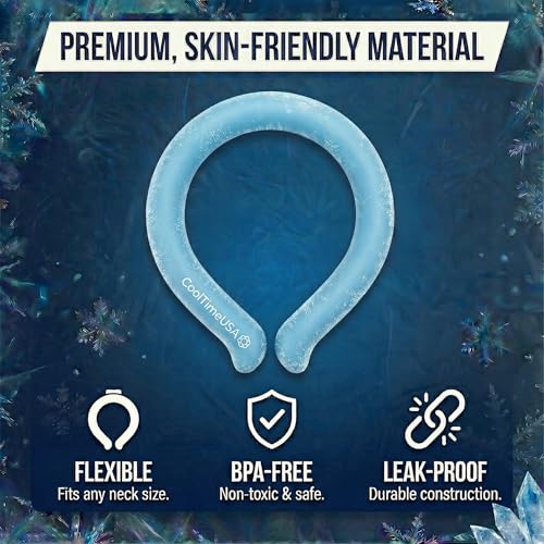 Neck Cooling Tube | Wearable Cooling Neck Wraps for Summer Heat I Hands Free Cold Pack | Reusable Cooler (Blue) | Wearable ice pack for hot weather, cold collar and necklace for summer heat relief, sports