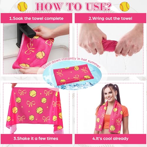 Moukeren 12 Pcs Softball Cooling Towels Softball Party Favor 30"x9" Microfiber Breathable Chilly Ice Towel Sweat Rag for Sport Team Gift Bulk