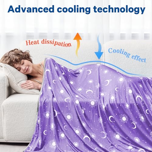 inhand Cooling Blanket Queen Size (90"x90") - Double Sided Cooling Blankets for Hot Sleepers, Lightweight Summer Blanket for Sofa Bed Couch, Travel, House Warming Gifts New Home Lavender Purple