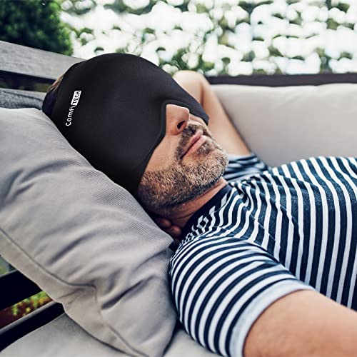 ComfiTECH Head Ice Pack Wrap Cold Cap Cooling Gel Hat, Black, L | Remains Pliable Frozen, Cold Compress for Head, Sinus Tension, Stress and Puffy Eyes