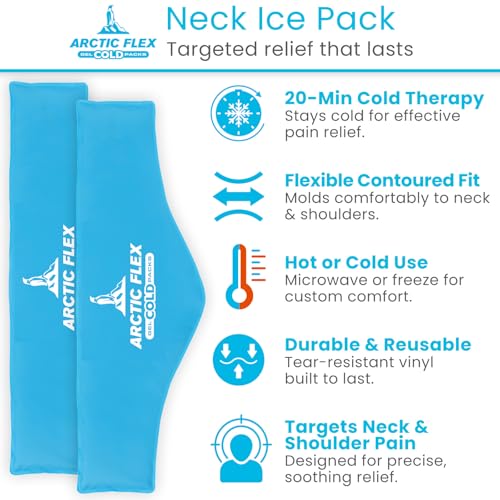Arctic Flex Neck Ice Pack - Cold Compress Shoulder Therapy Wrap - Cool | Reusable Medical Freezer Gel Pad for Swelling, Injuries, Headache, Cooler (Large (1 Pack))