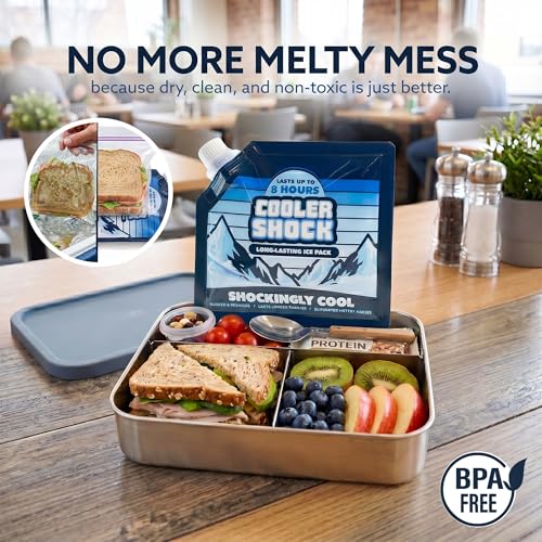 Cooler Shock Reusable Ice Packs for Cooler - Long Lasting Cold Freezer Packs for Coolers and Lunch Boxes - Cooler Ice Packs for Camping Gear, Fishing, Road Trips, Beach Must Haves