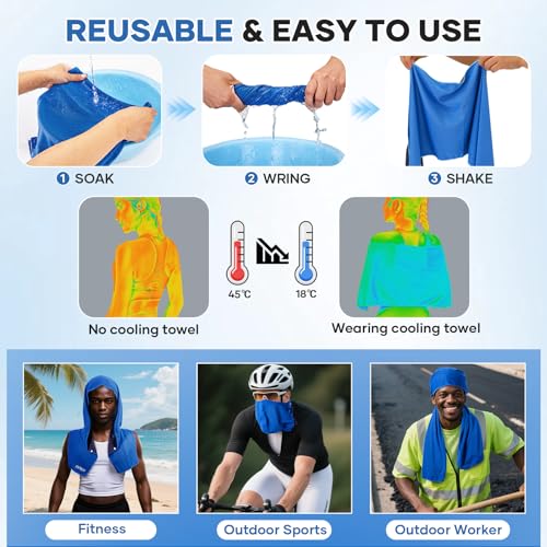 Cooling Rags for Neck: UPF50 Cooling Hoodie Towel with Case 3 Packs | Quick Dry, Chemical-free, Breathable, Soft, Portable, Cooling Towels for Face Hot Weather Workout Baseball Softball Sport