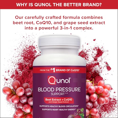 Qunol 3-in-1 Beet Roots Capsules with CoQ10, Blood Pressure Support, 60ct