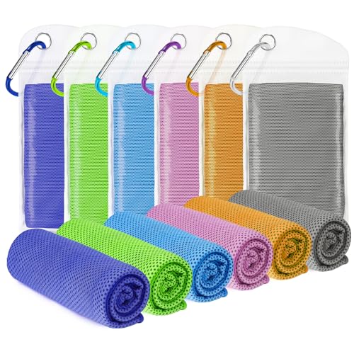 6 Pack Cooling Towels (40"x12") for Neck and Face, Cooling Neck Wraps, Cool Towel for Hot Weather, Ice Towel, Soft Breathable Chilly Towel for Workout, Camping, Yoga, Running