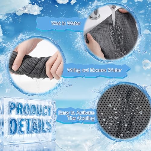Honoson 12 Pcs Cooling Hooded Towels for Neck and Face UPF 50 Sun Protection Cooling Neck Wrap Breathable Ice Towels for Outdoor Work Running Fishing Gardening (Dark Gray,Light Gray)