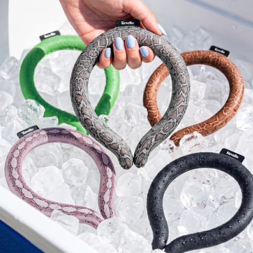 Neck Cooling Tube with Cooler Bag, Reusable18°C/64°F PCM Cooling Ring, Wearable Body Cooling Device for Summer Heat Relief, Outdoor, Sports & Hot Flash Relief (Black Kingsnake Pattern)