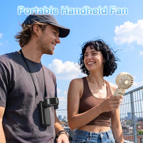 Handheld Portable Fan Ice Cooling 3-in-1 Hand, Desk & Neck Fan | 5-Speed, Independent Switch, Digital Display, Up to 12H Runtime, Foldable Personal Fan for Travel/Concerts/Sport Events/Gifts