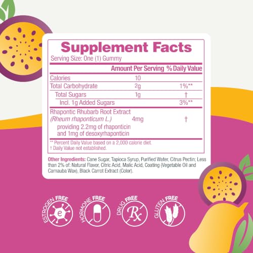 Estroven Complete Gummies Menopause Relief Supplement for Women, 30 Count | Mango Passionfruit, Hot Flash & Night Sweat Relief*, Perimenopause Support Hormone-free, Drug-free Rhapontic Rhubarb, 1 Daily