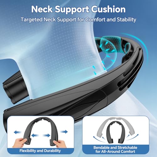 Portable Neck Fan, 6000mAh Rechargeable Personal Fan, 6 Speeds Hands Free Wearable Fan with 360° Surround Airflow, Ideal for Travel, Office, Sports, Home - Gifts for Men Women Dad Mom