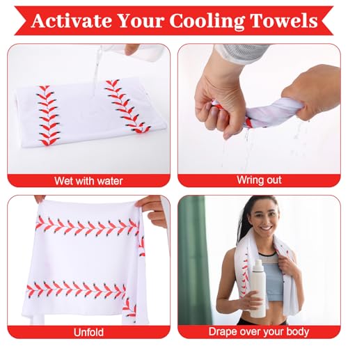 Booson 12 Pcs Baseball Cooling Towels Microfiber Ice Towels for Neck Face 40"x12" Breathable Sports Towel for Baseball Team Gifts Softball Soccer Basketball Tennis Practice Accessories