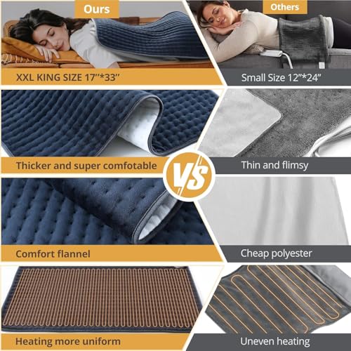 Heating Pad for Back Pain Relief, FSA Eligible HSA,17" x 33" Extra Large Heating Pads for Cramps, Electric Heating Pad with 6 Temperature Controller, Moist & Dry Heat, Auto Shut-Off, Machine Washable