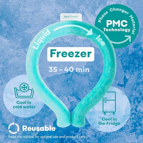 Medi Grade Neck Cooling Tubes 2 Pack, Cooling Neck Wrap Ice Ring, Medium