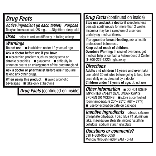 HealthA2Z® Nighttime Sleep Aid, Doxylamine Succinate 25mg, 120 Tablets