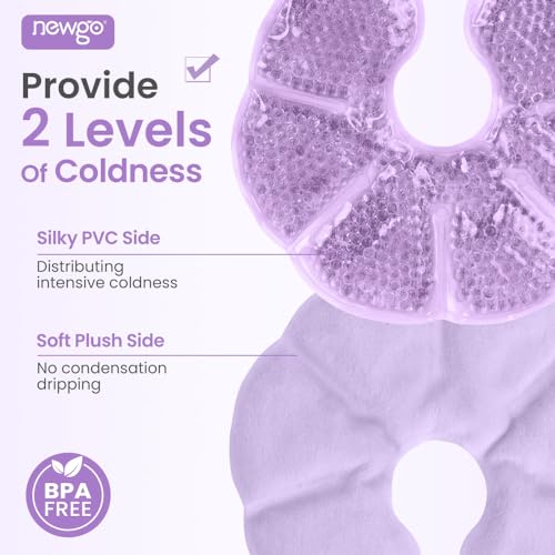 NEWGO Breast Ice Pack, Hot/Cold Therapy for Nursing & Engorgement, 2 Pack | Double-sided Material, Reusable Ice Pack for Breastfeeding, and Post-surgery Comfort, Soothing Relief