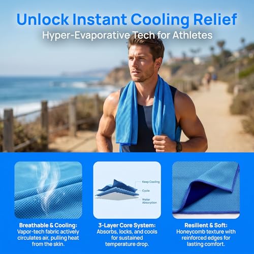 4 Packs Cooling Towel (40"x12"), Cooling Neck Wraps, Ice Sport Towel | Microfiber Soft Breathable Chilly Towel for Yoga, Running, Gym, Camping, Fitness, Workout & More Activities(Multicolor)