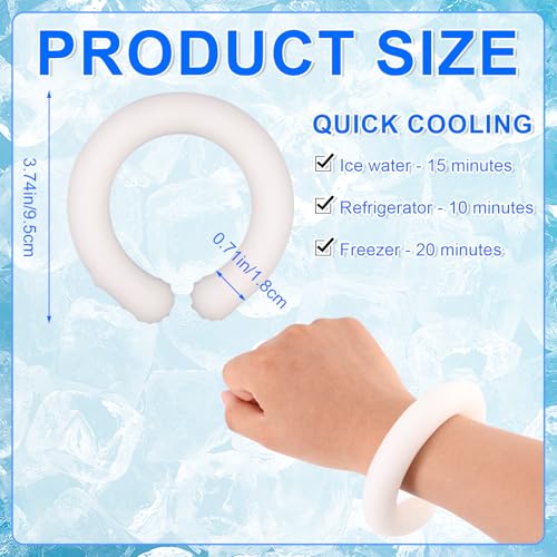 2pcs Wrist Cooling Tubes, 3.74in Diameter Reusable ICY Wrist Pack Cooling Bracelet Wearable Wristband Ring for Hot Weather Summer Outdoor Indoor Heat Dissipation(White)