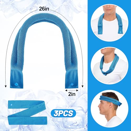 Acostop 3 Pcs Breathable Soft Cooling Neck Wraps with Ice Polymer | Long Lasting Neck Coolers for Summer Heat, Men Women Cooling Towels for Hot Weather Sports Gym Workout Outdoor Work
