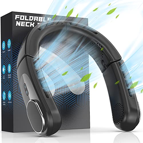 ChillGo Neck Fan, 4 Turbo Foldable Portable Fans - Personal Bladeless Fan | 5200mAh with Strong Airflow, Neck Fans that Blow Cold Air with 4 Vent Small Mini Fans Wearable Cooling Fan for Travel Outdoor