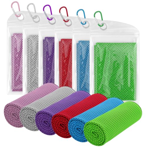 Breathable 6 Pack Cooling Towels for Neck and Face Lightweight Ice Cooling Rags Breathable Microfiber Towels Portable Gym Towels for Yoga Running Camping & Outdoor Sports 39.4" x 11.8"