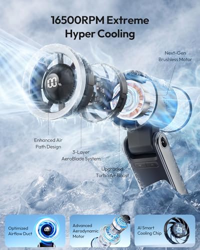 Gaiatop Portable Handheld Turbo Fan, 15 Hrs Cooling, 180° Foldable 4-in-1 Hand Held Fans, 6-Speed (1-100) Personal Mini Handheld Fans, Small Portable Fan for Travel, Working, Outdoor Women Gifts Black