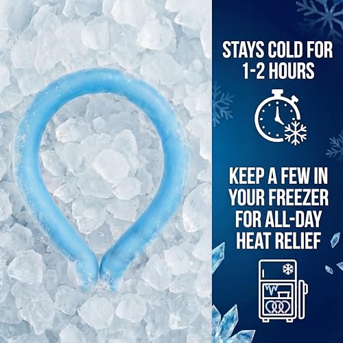 Neck Cooling Tube | Wearable Cooling Neck Wraps for Summer Heat I Hands Free Cold Pack | Reusable Cooler (Blue) | Wearable ice pack for hot weather, cold collar and necklace for summer heat relief, sports