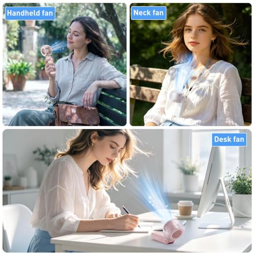 Portable Fan Handheld, Powerful Cooling Misting Fan Rechargeable | LED Display, 100 Speed Stepless Control, 155° Foldable, Personal Mist Fan for Outdoor, Travel, Makeup, Gifts for Men Women
