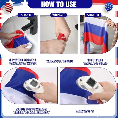 Fanfanwin 30 Pack Flag Day 250 Years Cooling Towels Bulk American Flag Chilly Towels for Neck Face 40 x 12 Inch Cool Breathable Soft Ice Cold Washcloth for Sports Running Gym Yoga Workout