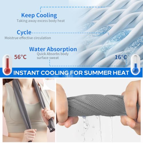 Puomue 5'li Soğutucu Havlu Seti, 40 İnç x 12 İnç, Yoga, Spor, Koşu, Egzersiz, Spor Salonu, Kamp ve Fitness için Nefes Alabilen Yumuşak Serinletici Mikrofiber Havlu, Çok Renkli