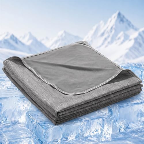 Cooling Blanket for Hot Sleepers, Summer Blanket Keep Cool for Night Sweats | Queen Size 90"x90" Breathable Soft Thin Cold Blankets for Bed Couch Sofa, (Dark Gray)