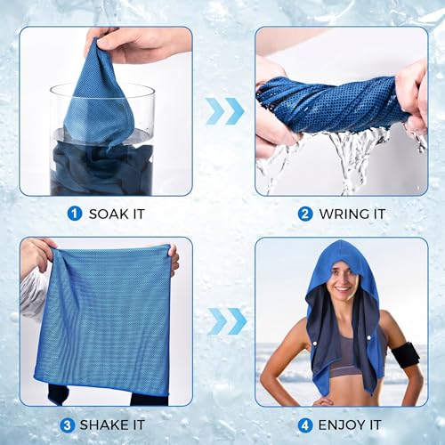 3 Pack Cooling Hoodie Towel, UPF 50 Sun Protection Cooling Towels for Neck and Face, Quick Drying Ice Towels for Hot Weather, Cooling Neck Wraps for Sport, Workout, Gym, Camping