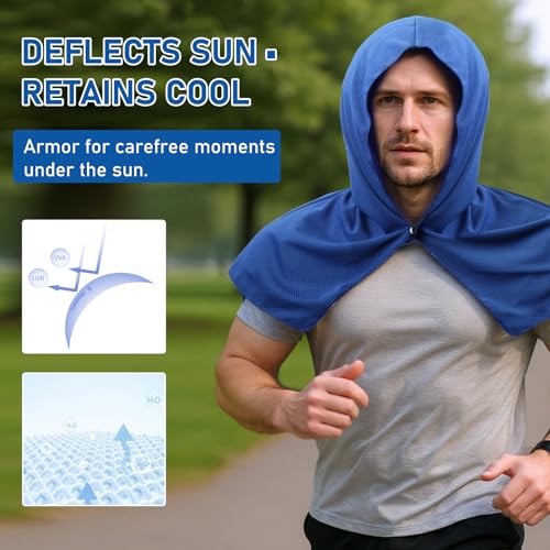 Cooling Hoodie Towels (2-Pack) - Reusable, Sweat-Absorbing Cooling Wrap for Neck & Face. Instant Cold Towel for Gym, Sports, and Hot Weather Activities