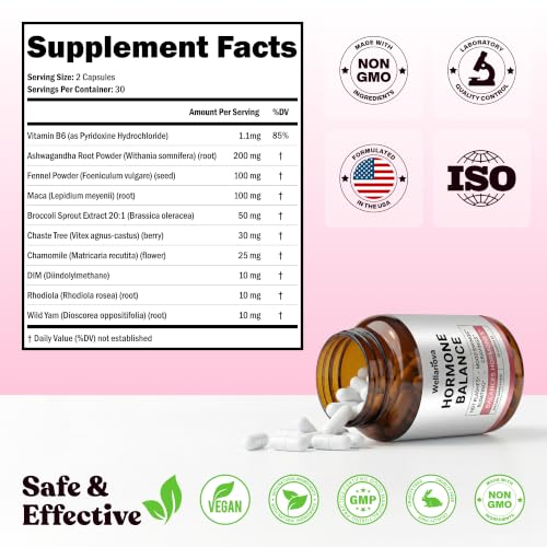Hormone Harmony for Women – Natural Hormonal Balance Support for Menopause | Perimenopause, Menopause, Hot Flashes, Mood Swings, Cravings, Bloating Relief, 60 Capsules