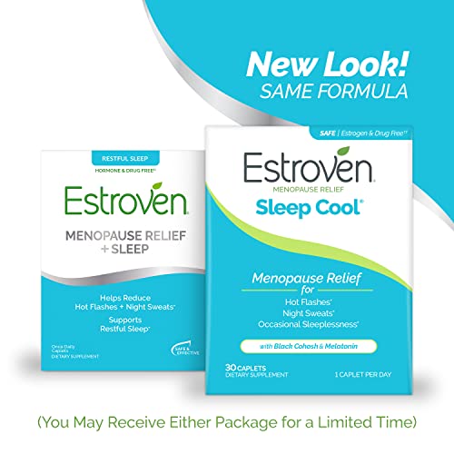 Estroven Sleep Cool for Menopause Relief, 30 Ct, Sleep Support Supplement With Clinically Proven Ingredients to Relieve Menopause Symptoms plus Night Sweats & Hot Flash Relief, Drug-No & Gluten-No