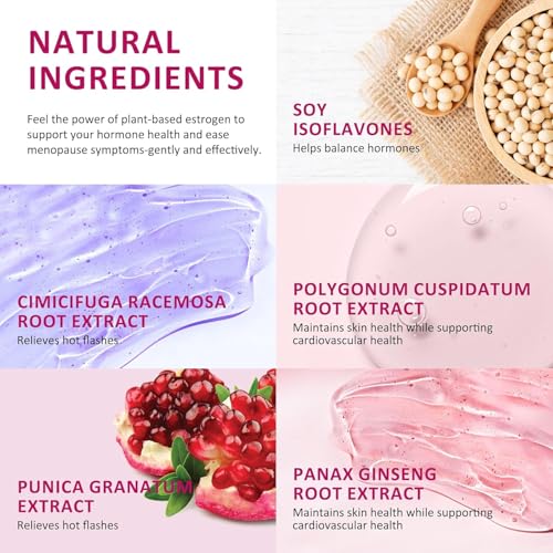 Estrogen Cream For Women, Natural Bioidentical, Hot Flashes Menopause Relief, Estrogen Cream With Wild Yam, Menstrual Cycle & Body Balance Support, Helps Reduce Hot Flashes, Paraben-Free, Vegan, 3-Month Supply(4 Oz)