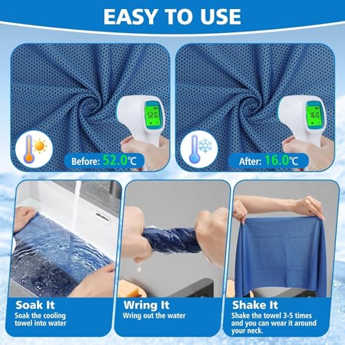 24 Pack Cooling Towels Bulk for Neck and Face 40"x12" Ice Cooling Sweat Rags Microfiber Soft Breathable Soft Chilly Towel for Yoga Golf Sport Running